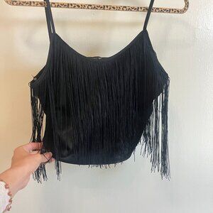 Cropped fringe top